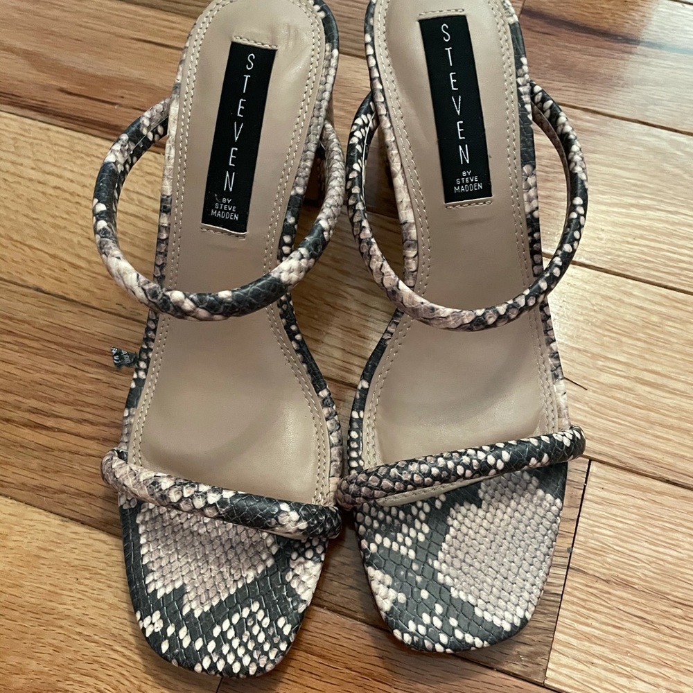 Steven By Steve Madden Python Heeled Sandals Size… - image 2